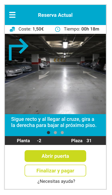 In-parking guidance with floor, spot and turn-by-turn directions